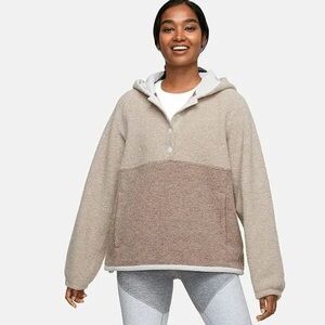 Outdoor Voices Snap Up Fleece Hoodie - Oatmeal/Amber- Size XS